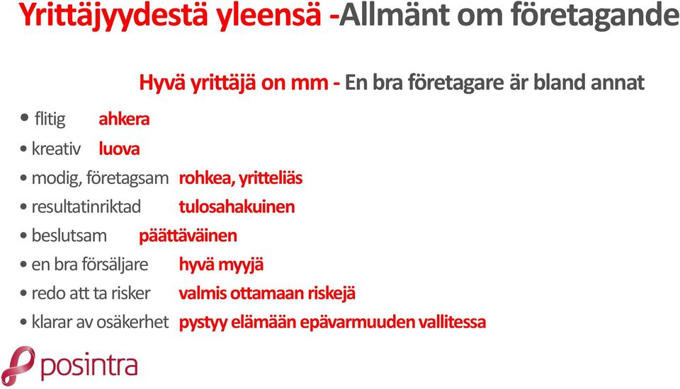 resultatinriktad tulosahakuinen beslutsam päättäväinen en bra försäljare hyvä myyjä