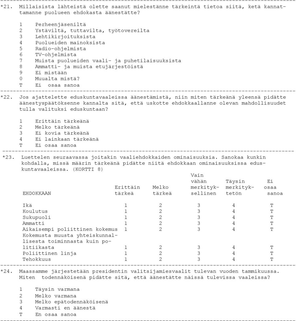 ja muista etujärjestöistä 9 Ei mistään 0 Muualta mistä? *22.