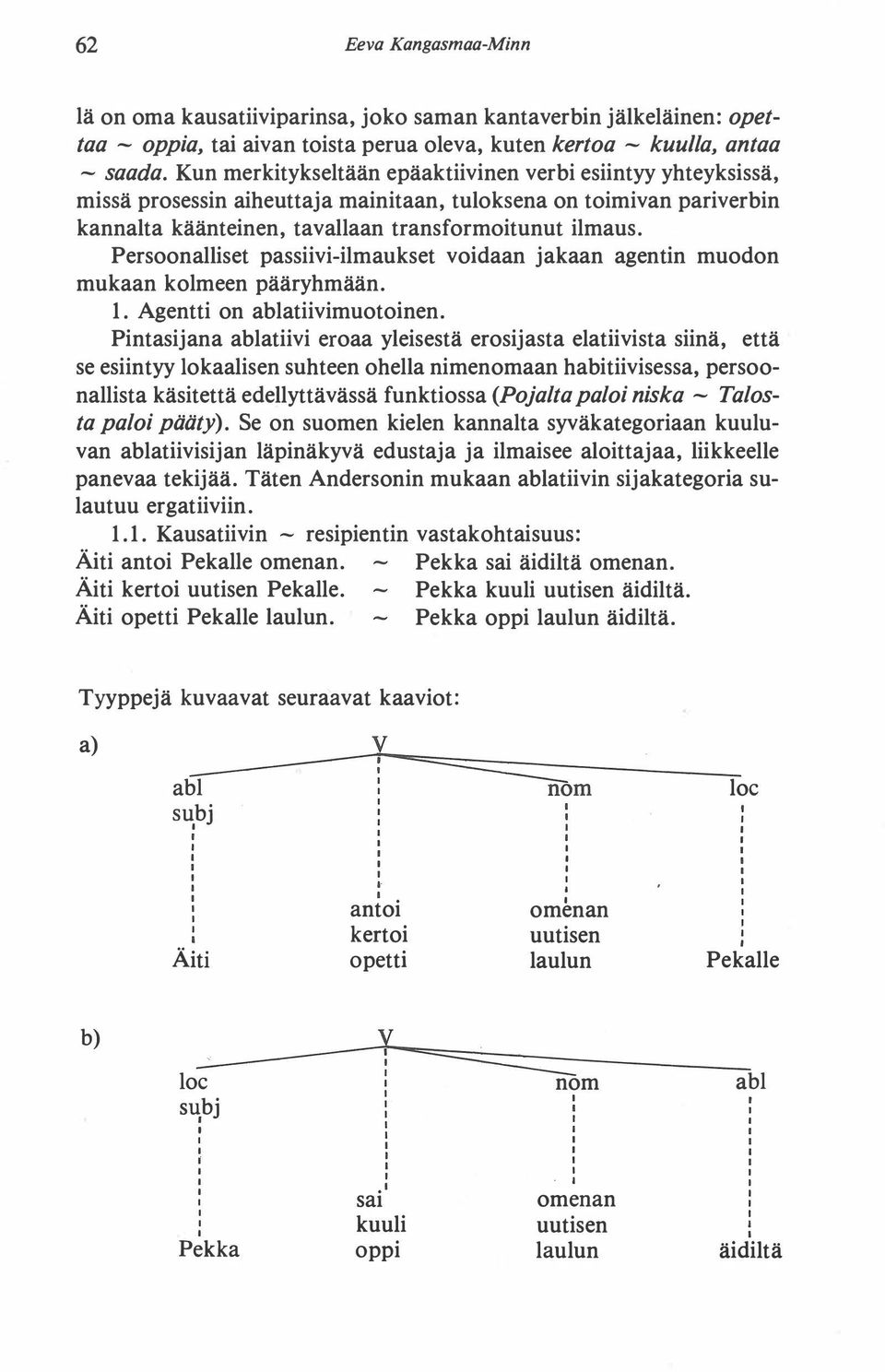 Persoonalliset passiivi-ilmaukset voidaan jakaan agentin muodon mukaan kolmeen pääryhmään.. Agentti on ablatiivimuotoinen.