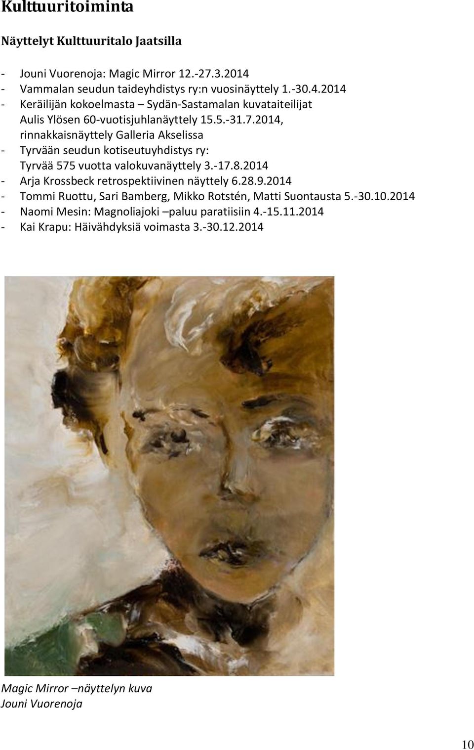 2014, rinnakkaisnäyttely Galleria Akselissa - Tyrvään seudun kotiseutuyhdistys ry: Tyrvää 575 vuotta valokuvanäyttely 3.-17.8.