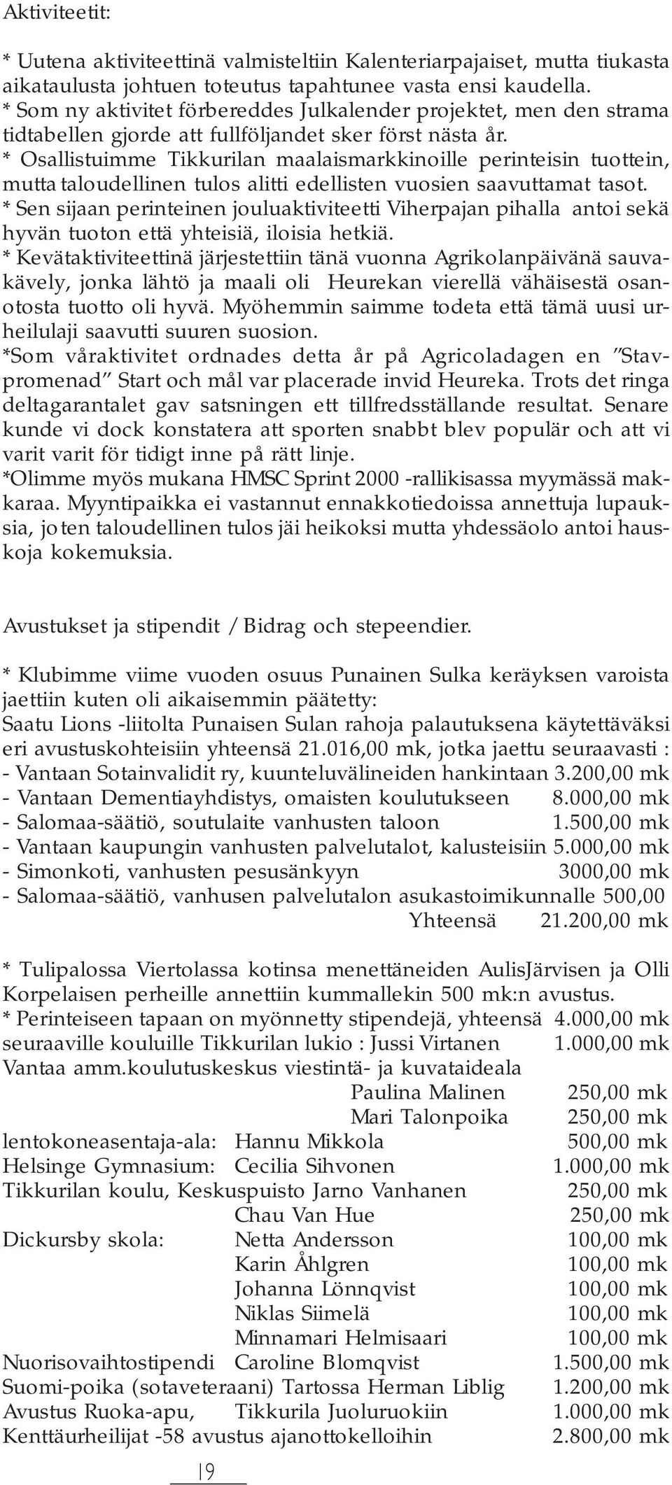 * Osallistuimme Tikkurilan maalaismarkkinoille perinteisin tuottein, mutta taloudellinen tulos alitti edellisten vuosien saavuttamat tasot.