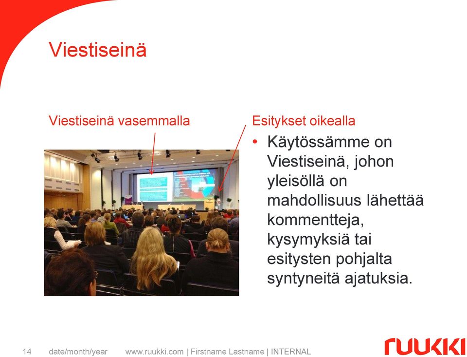 lähettää kommentteja, kysymyksiä tai esitysten pohjalta