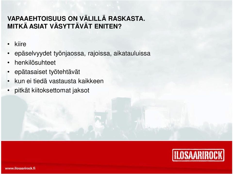 kiire epäselvyydet työnjaossa, rajoissa, aikatauluissa