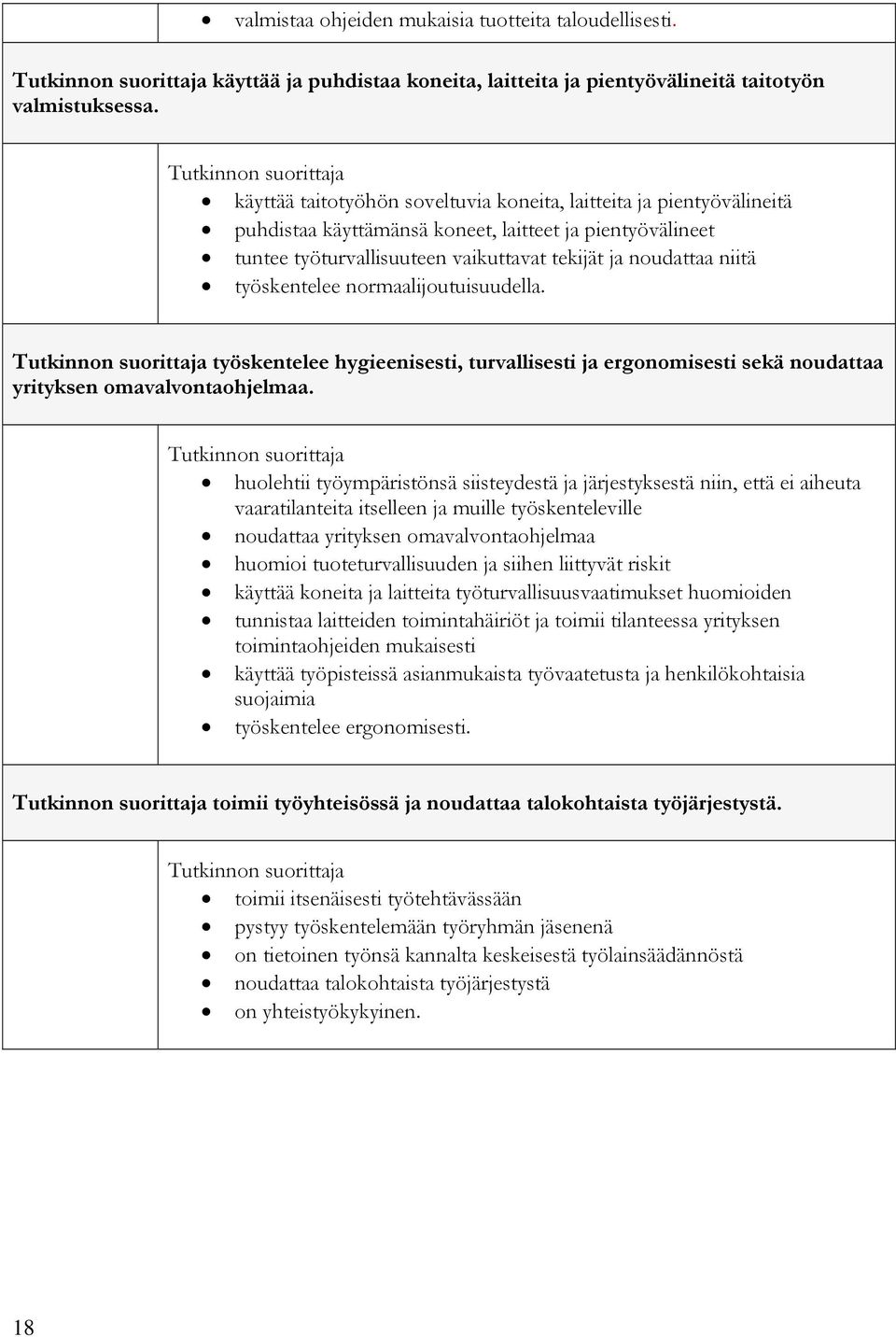 työskentelee normaalijoutuisuudella. työskentelee hygieenisesti, turvallisesti ja ergonomisesti sekä noudattaa yrityksen omavalvontaohjelmaa.