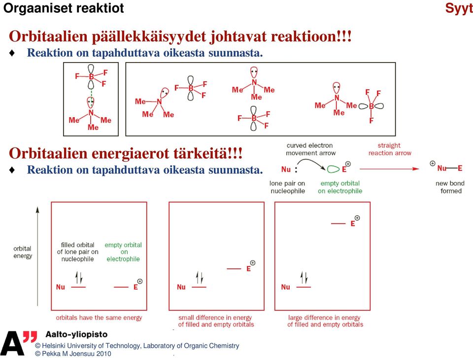 !! Reaktion on tapahduttava oikeasta suunnasta.