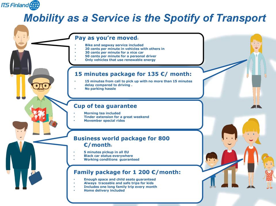 No parking hassle Cup of tea guarantee Morning tea included Tinder extension for a great weekend Movember special rides Business world package for 800 /month: 5 minutes pickup in all EU Black car