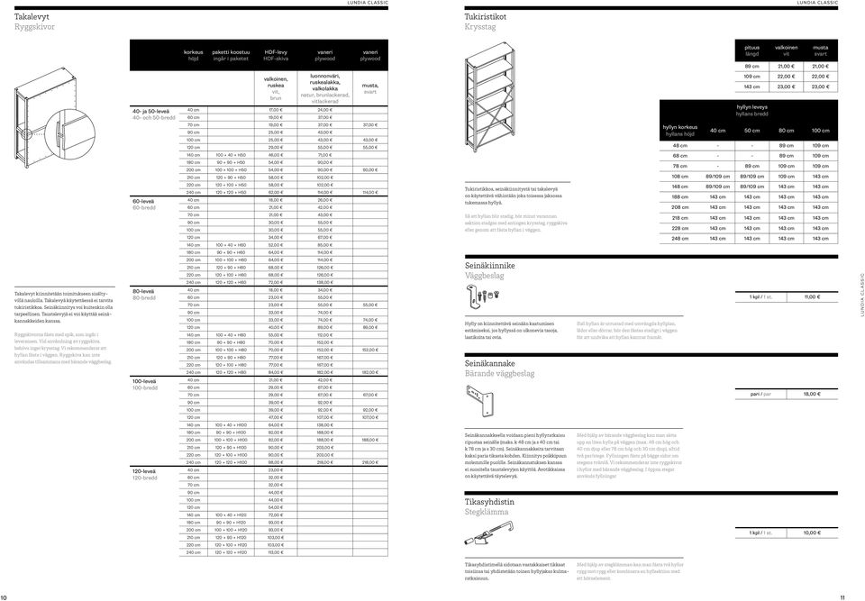 23,00 23,00 hyllyn leveys hyllans bredd hyllyn hyllans 40 cm 50 cm 80 cm 100 cm 48 cm - - 89 cm 109 cm 140 cm 100 + 40 + H50 46,00 71,00 180 cm 90 + 90 + H50 54,00 90,00 200 cm 100 + 100 + H50 54,00