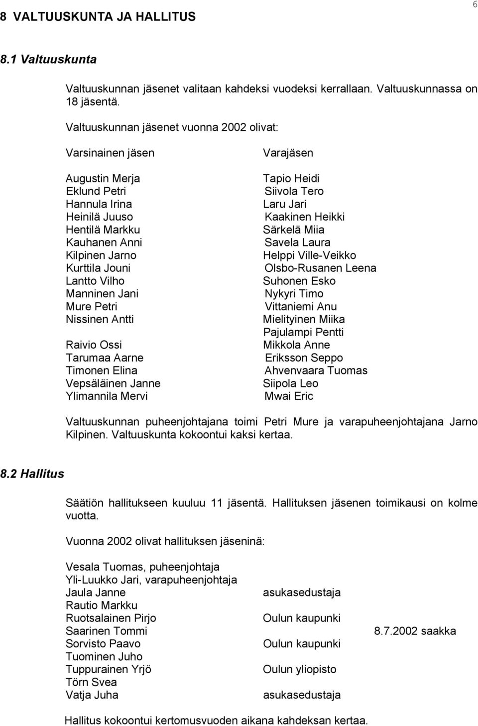 Jani Mure Petri Nissinen Antti Raivio Ossi Tarumaa Aarne Timonen Elina Vepsäläinen Janne Ylimannila Mervi Varajäsen Tapio Heidi Siivola Tero Laru Jari Kaakinen Heikki Särkelä Miia Savela Laura Helppi