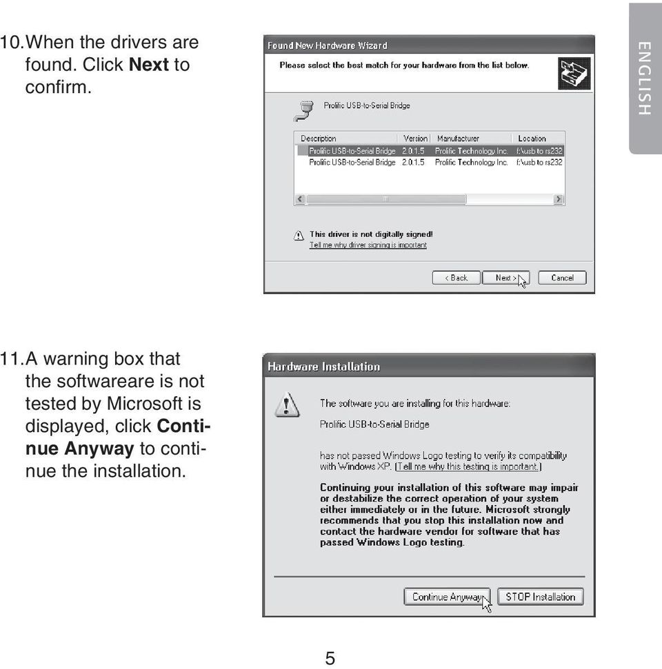 A warning box that the softwareare is not tested