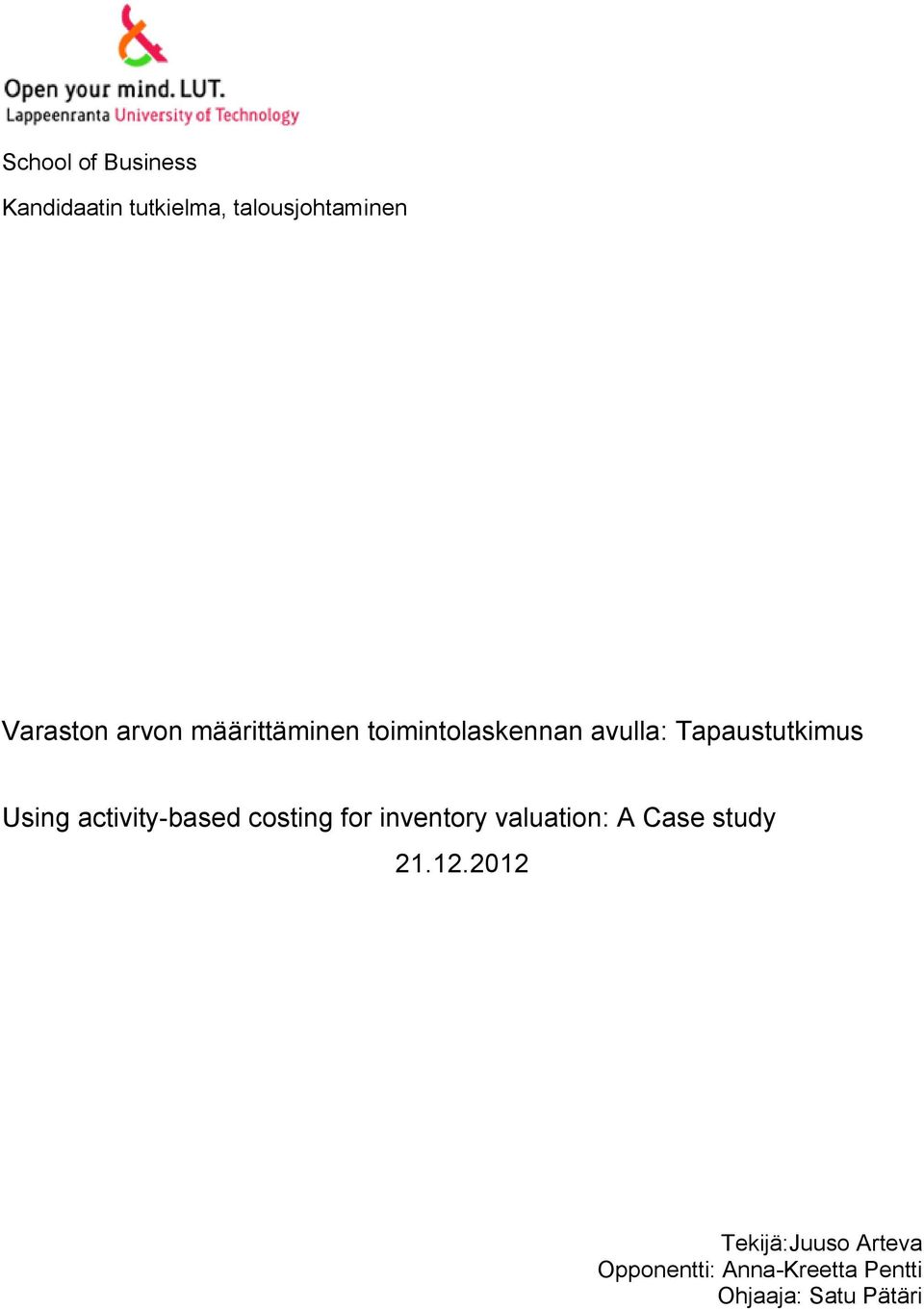 activity-based costing for inventory valuation: A Case study 21.12.
