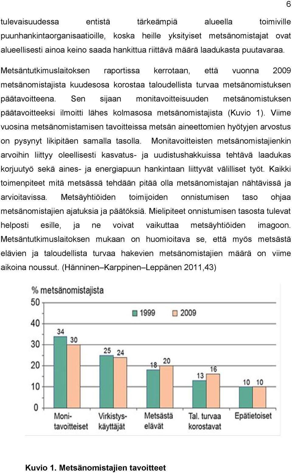 Sen sijaan monitavoitteisuuden metsänomistuksen päätavoitteeksi ilmoitti lähes kolmasosa metsänomistajista (Kuvio 1).