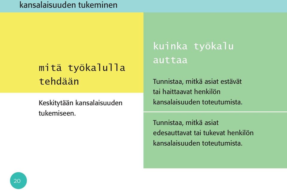 kuinka työkalu auttaa Tunnistaa, mitkä asiat estävät tai haittaavat