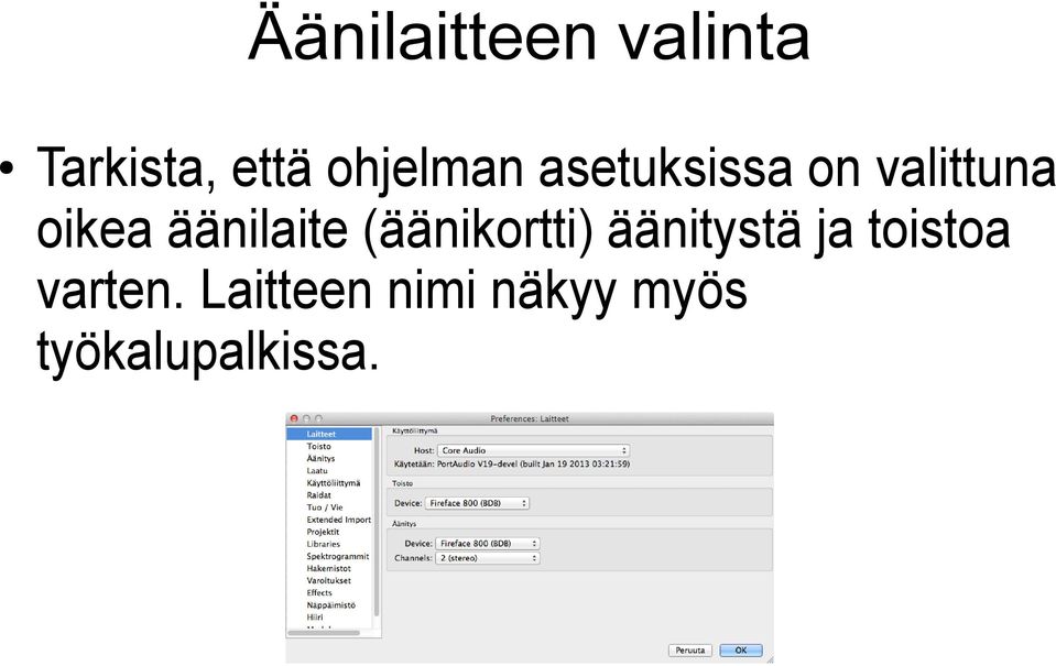 äänilaite (äänikortti) äänitystä ja