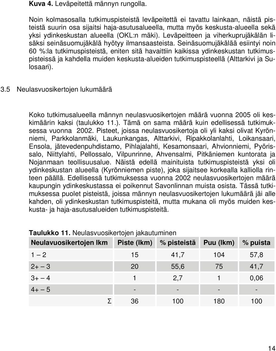 mäki). Leväpeitteen ja viherkuprujäkälän lisäksi seinäsuomujäkälä hyötyy ilmansaasteista.