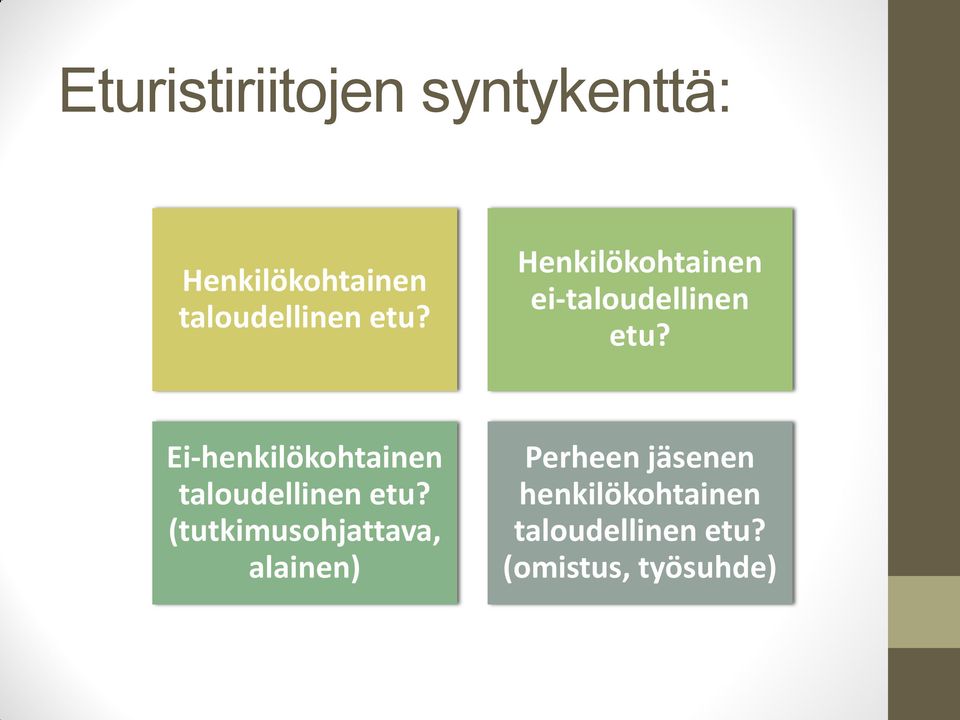 Ei-henkilökohtainen taloudellinen etu?