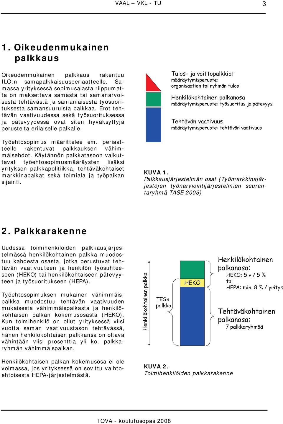 Erot tehtävän vaativuudessa sekä työsuorituksessa ja pätevyydessä ovat siten hyväksyttyjä perusteita erilaiselle palkalle. Työehtosopimus määrittelee em.