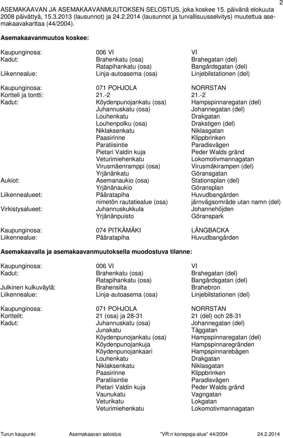 Kaupunginosa: 071 POHJOLA NORRSTAN Kortteli ja tontti: 21.-2 21.