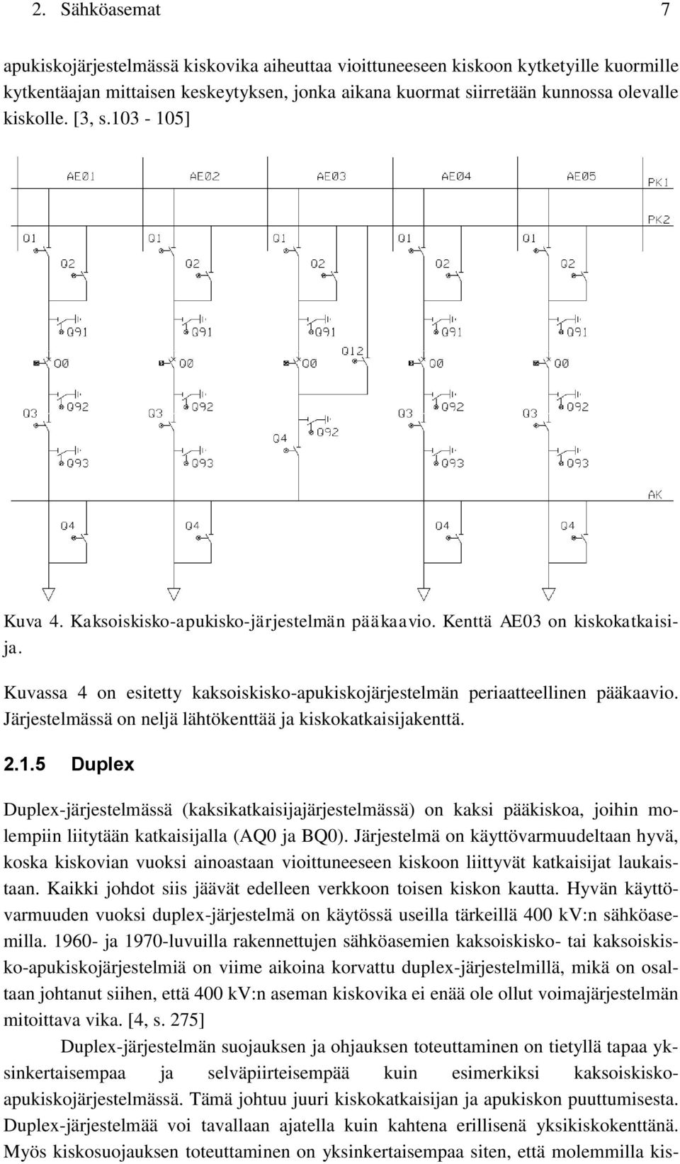 Järjestelmässä on neljä lähtökenttää ja kiskokatkaisijakenttä. 2.1.