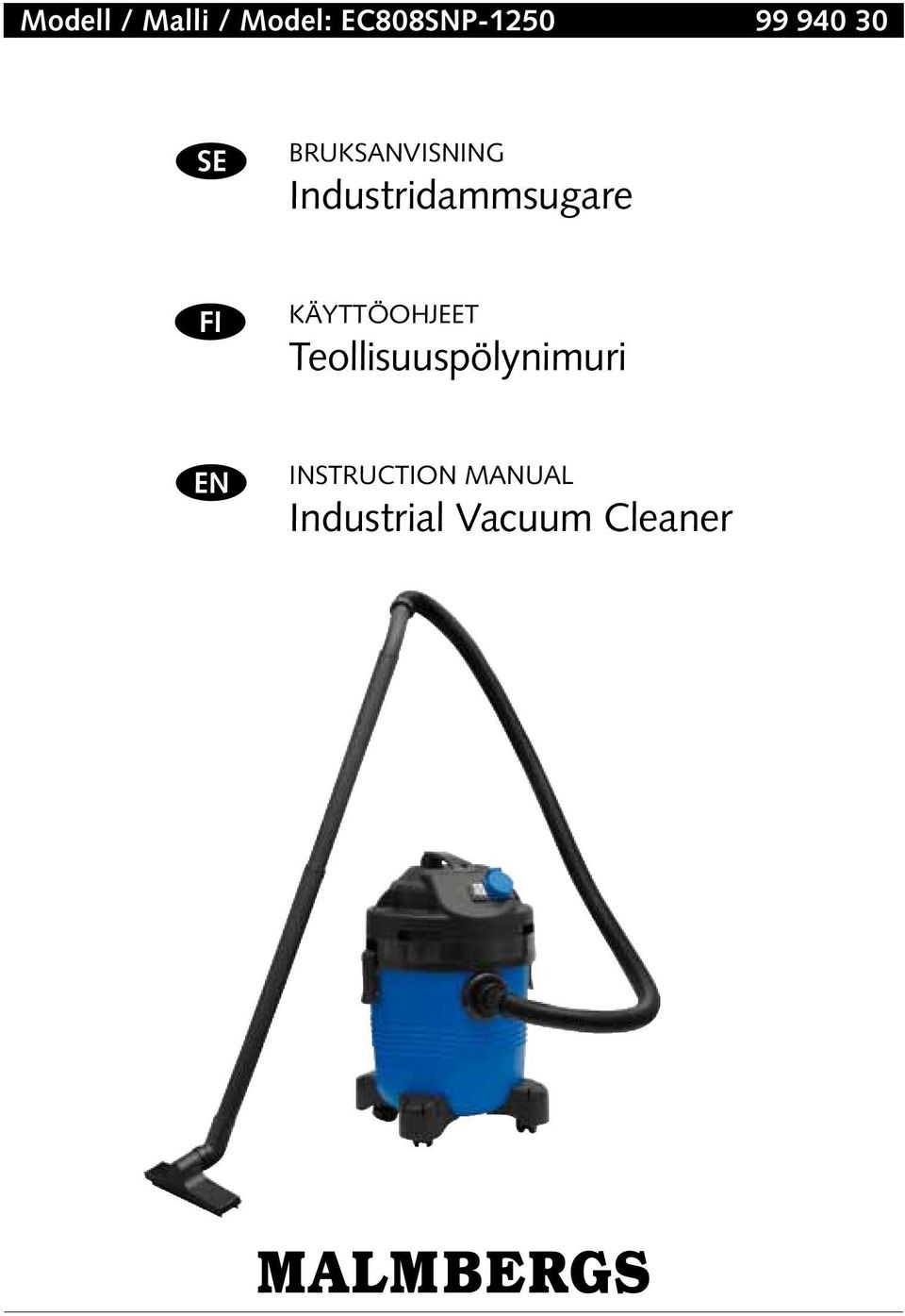 Industridammsugare FI KÄYTTÖOHJEET