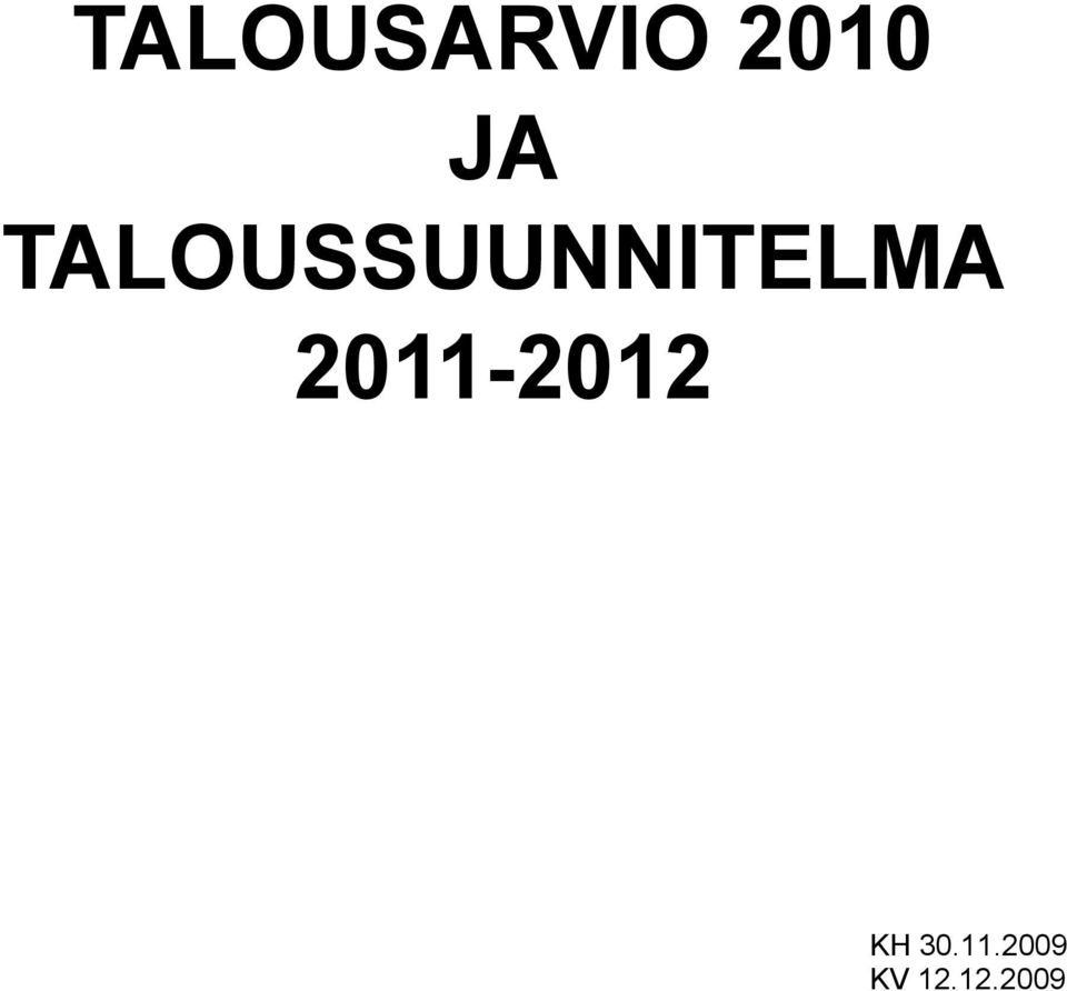 TALOUSSUUNNITELMA