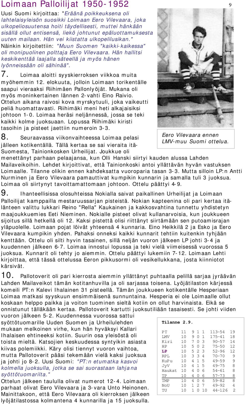 Hän hallitsi keskikenttää laajalla säteellä ja myös hänen lyönneissään oli sähinää". 7. Loimaa aloitti syyskierroksen viikkoa muita myöhemmin 12.