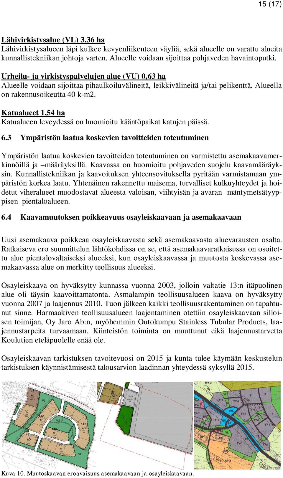 Alueella on rakennusoikeutta 40 k-m2. Katualueet 1,54 ha Katualueen leveydessä on huomioitu kääntöpaikat katujen päissä. 6.