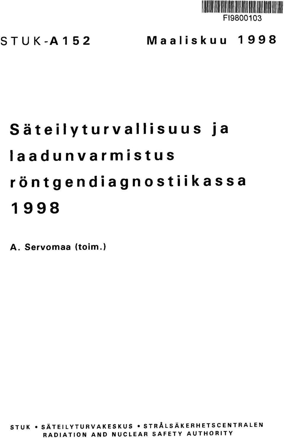 röntgendiagnost iikassa 1 998 A. Servomaa (toim.