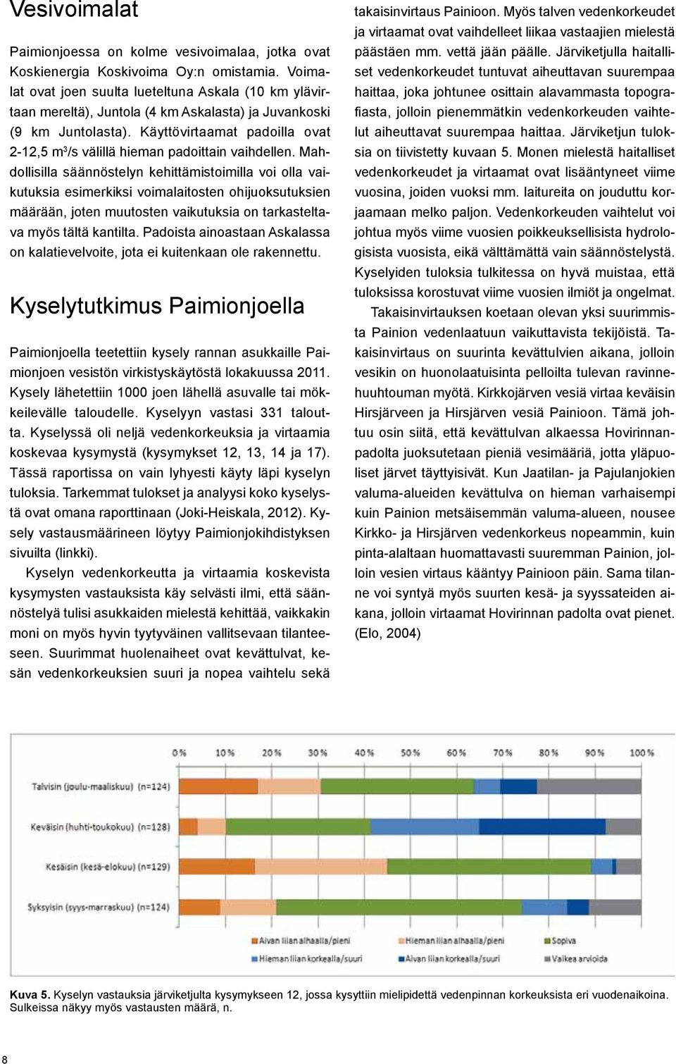 Käyttövirtaamat padoilla ovat 2-12,5 m 3 /s välillä hieman padoittain vaihdellen.