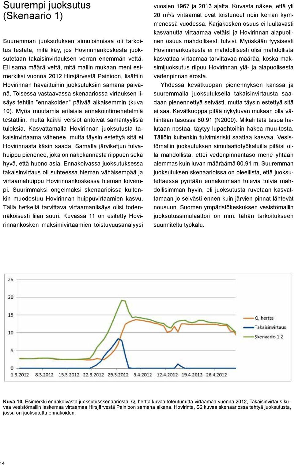 Toisessa vastaavassa skenaariossa virtauksen lisäys tehtiin ennakoiden päivää aikaisemmin (kuva 10).