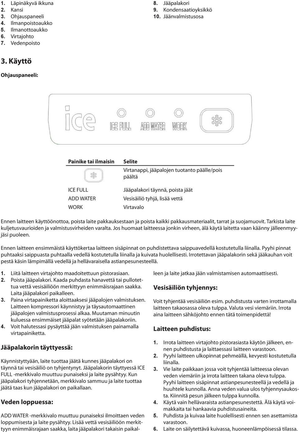 Ennen laitteen käyttöönottoa, poista laite pakkauksestaan ja poista kaikki pakkausmateriaalit, tarrat ja suojamuovit. Tarkista laite kuljetusvaurioiden ja valmistusvirheiden varalta.