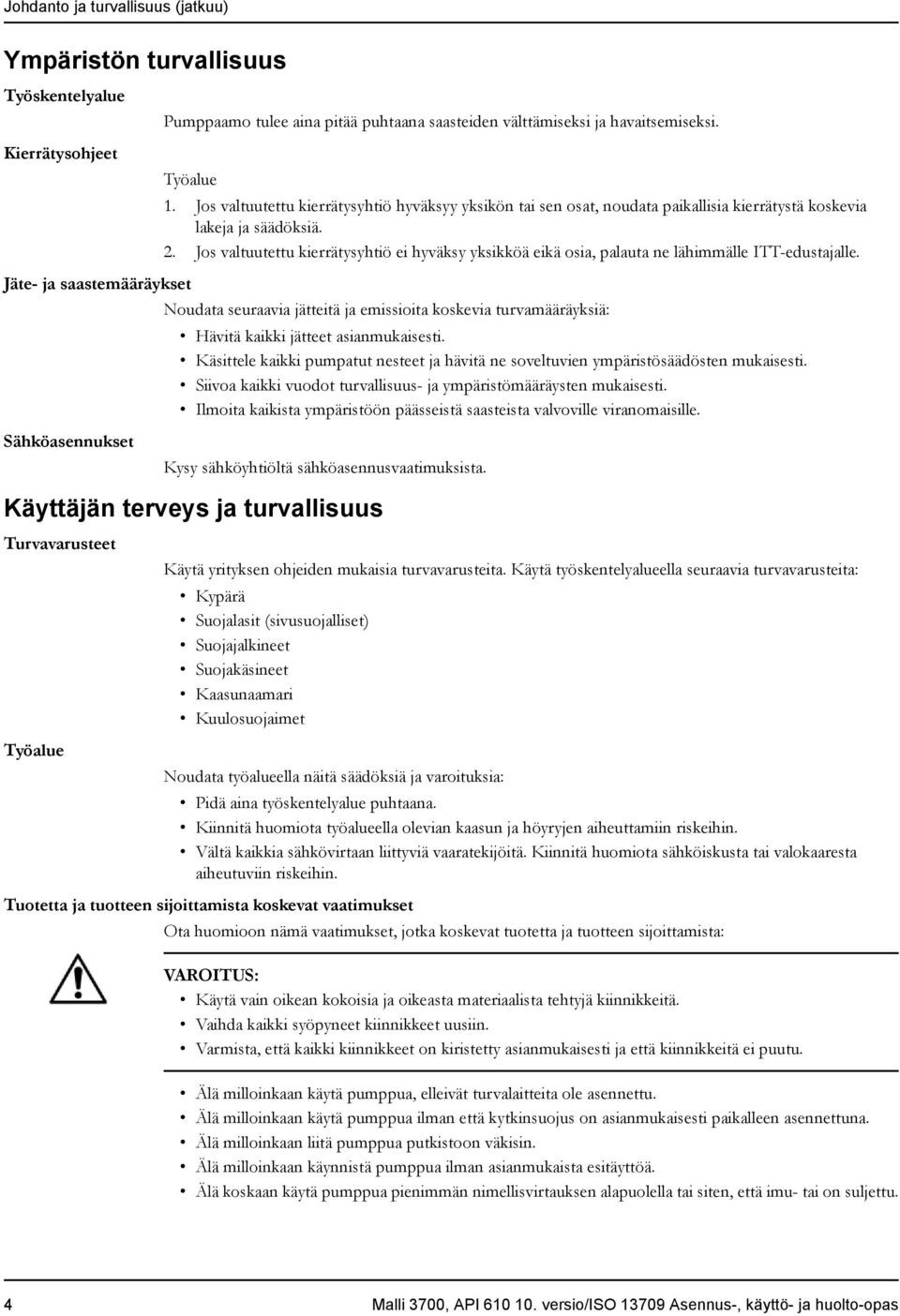 Jos valtuutettu kierrätysyhtiö ei hyväksy yksikköä eikä osia, palauta ne lähimmälle ITT-edustajalle.