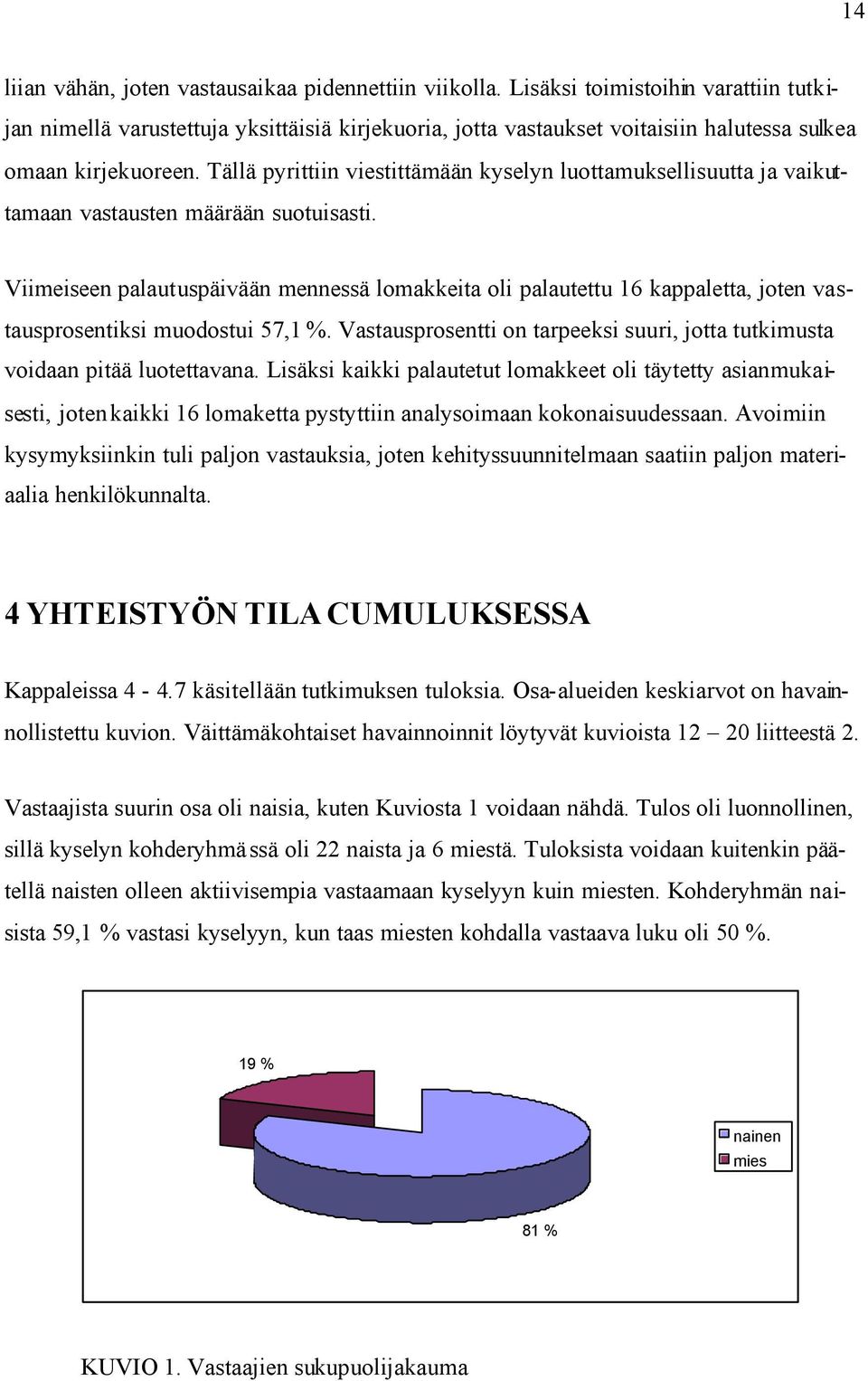 Tällä pyrittiin viestittämään kyselyn luottamuksellisuutta ja vaikuttamaan vastausten määrään suotuisasti.