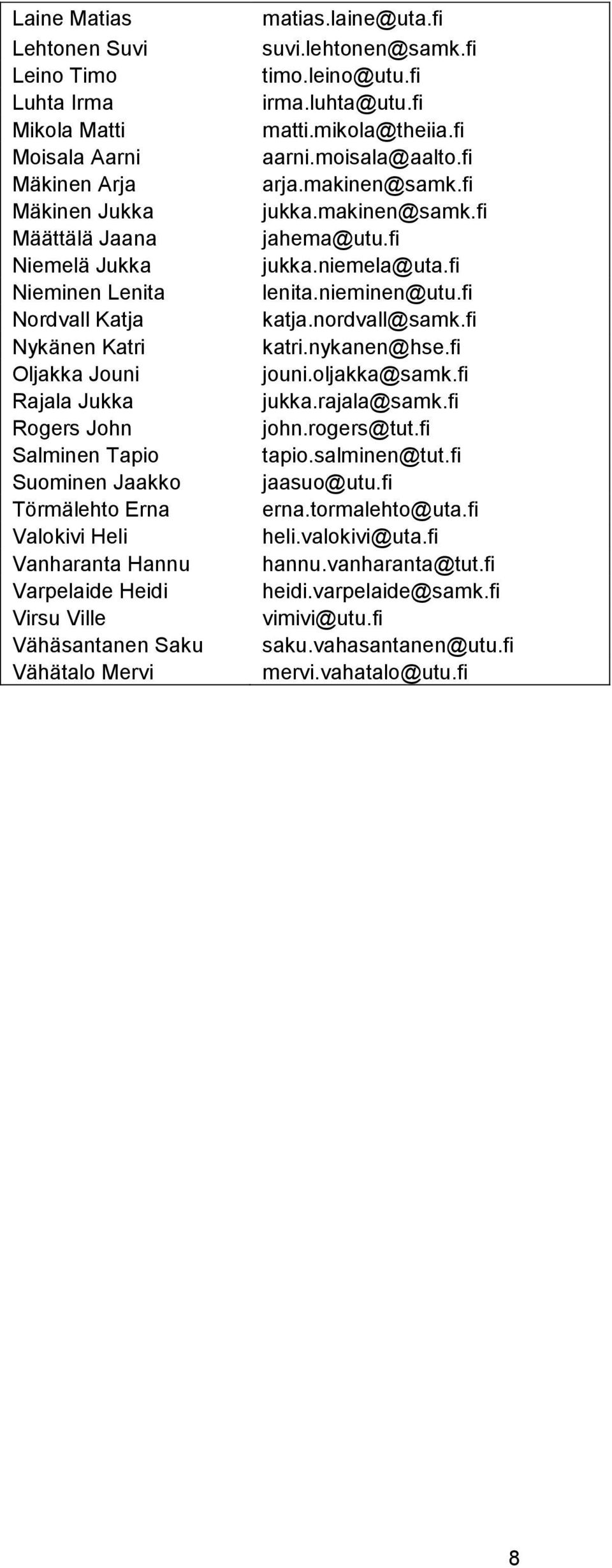 fi timo.leino@utu.fi irma.luhta@utu.fi matti.mikola@theiia.fi aarni.moisala@aalto.fi arja.makinen@samk.fi jukka.makinen@samk.fi jahema@utu.fi jukka.niemela@uta.fi lenita.nieminen@utu.fi katja.