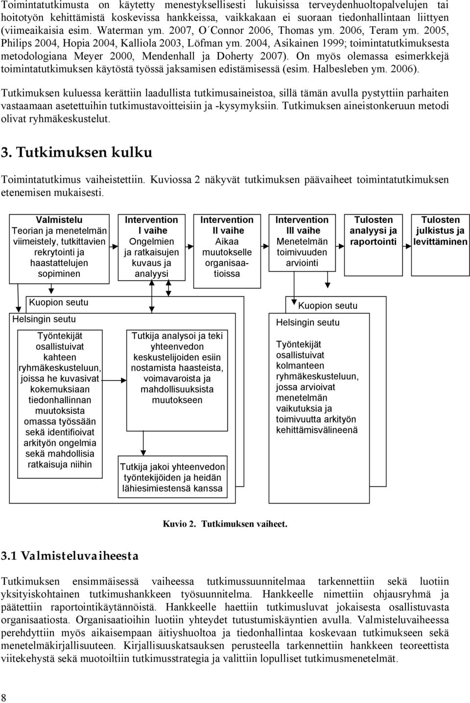 2004, Asikainen 1999; toimintatutkimuksesta metodologiana Meyer 2000, Mendenhall ja Doherty 2007). On myös olemassa esimerkkejä toimintatutkimuksen käytöstä työssä jaksamisen edistämisessä (esim.