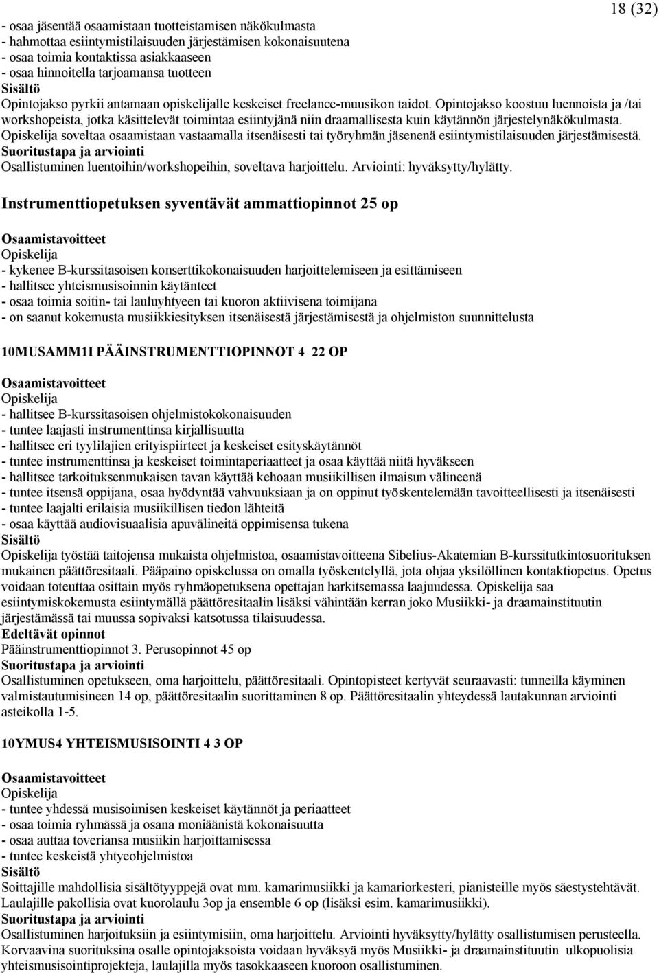 Opintojakso koostuu luennoista ja /tai workshopeista, jotka käsittelevät toimintaa esiintyjänä niin draamallisesta kuin käytännön järjestelynäkökulmasta.