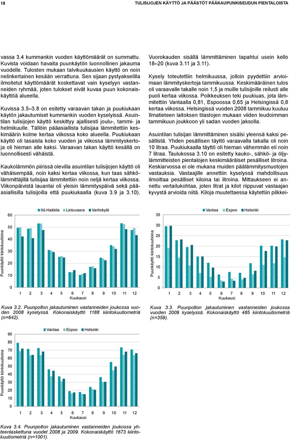 Sen sijaan pystyakselilla ilmoitetut käyttömäärät koskettavat vain kyselyyn vastanneiden ryhmää, joten tulokset eivät kuvaa puun kokonaiskäyttöä alueella. Kuvissa 3.5 3.