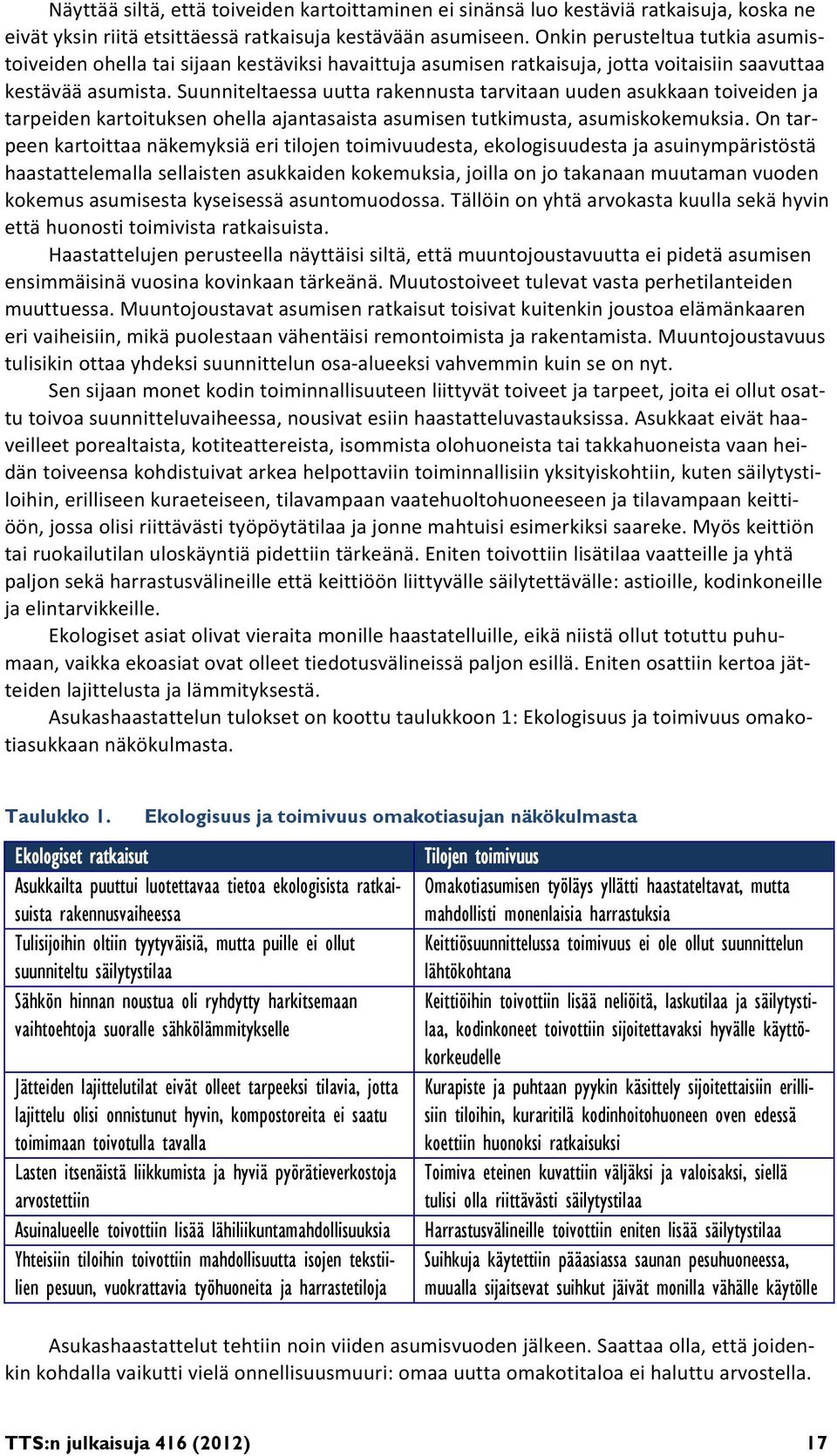 Suunniteltaessa uutta rakennusta tarvitaan uuden asukkaan toiveiden ja tarpeiden kartoituksen ohella ajantasaista asumisen tutkimusta, asumiskokemuksia.