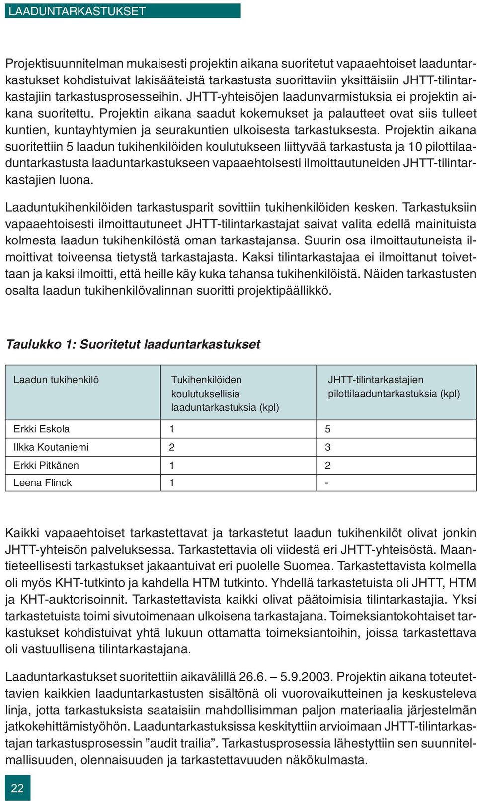 Projektin aikana saadut kokemukset ja palautteet ovat siis tulleet kuntien, kuntayhtymien ja seurakuntien ulkoisesta tarkastuksesta.