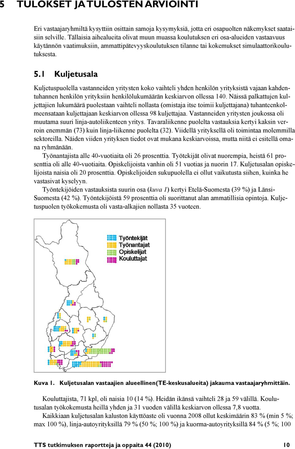 1 Kuljetusala Kuljetuspuolella vastanneiden yritysten koko vaihteli yhden henkilön yrityksistä vajaan kahdentuhannen henkilön yrityksiin henkilölukumäärän keskiarvon ollessa 140.