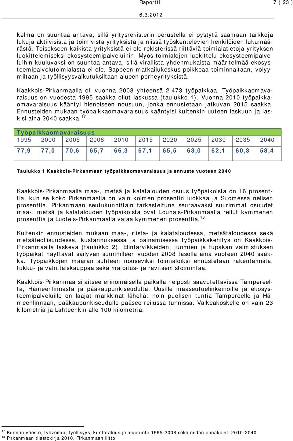 Myös toimialojen luokittelu ekosysteemipalveluihin kuuluvaksi on suuntaa antava, sillä virallista yhdenmukaista määritelmää ekosysteemipalvelutoimialasta ei ole.