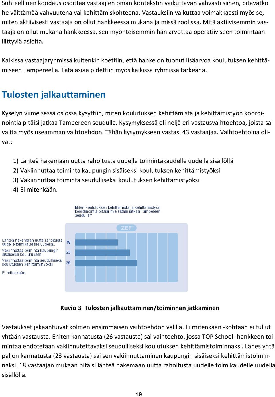 Mitä aktiivisemmin vastaaja on ollut mukana hankkeessa, sen myönteisemmin hän arvottaa operatiiviseen toimintaan liittyviä asioita.