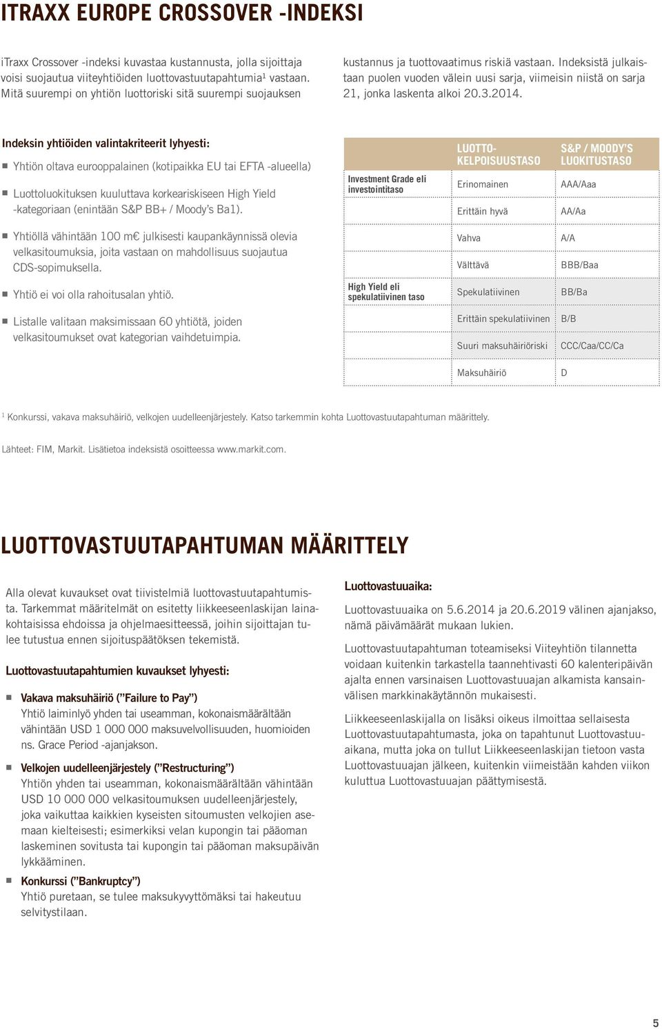 Indeksistä julkaistaan puolen vuoden välein uusi sarja, viimeisin niistä on sarja 21, jonka laskenta alkoi 20.3.2014.