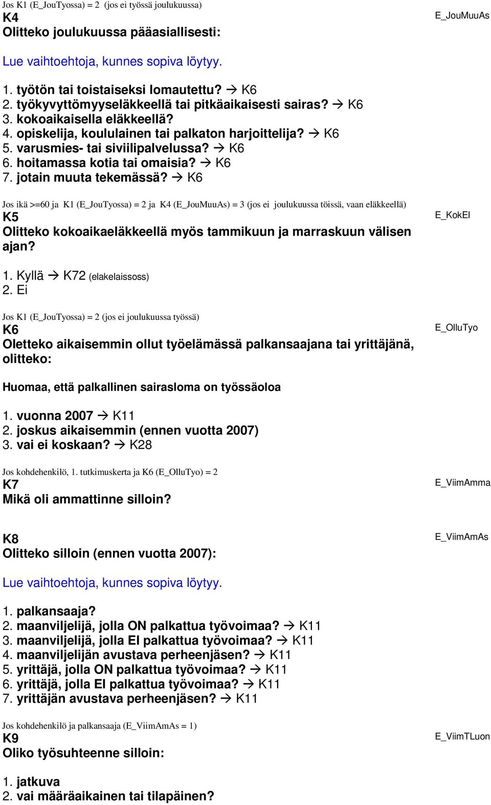 hoitamassa kotia tai omaisia? K6 7. jotain muuta tekemässä?