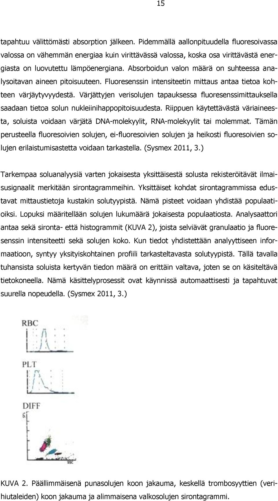 Absorboidun valon määrä on suhteessa analysoitavan aineen pitoisuuteen. Fluoresenssin intensiteetin mittaus antaa tietoa kohteen värjäytyvyydestä.