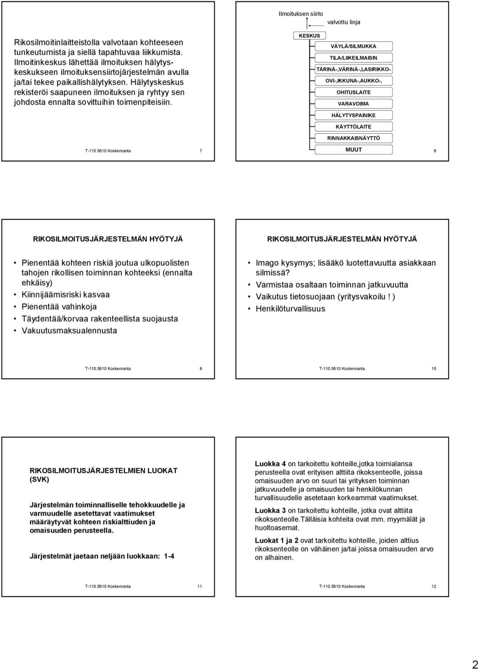 Hälytyskeskus rekisteröi saapuneen ilmoituksen ja ryhtyy sen johdosta ennalta sovittuihin toimenpiteisiin.