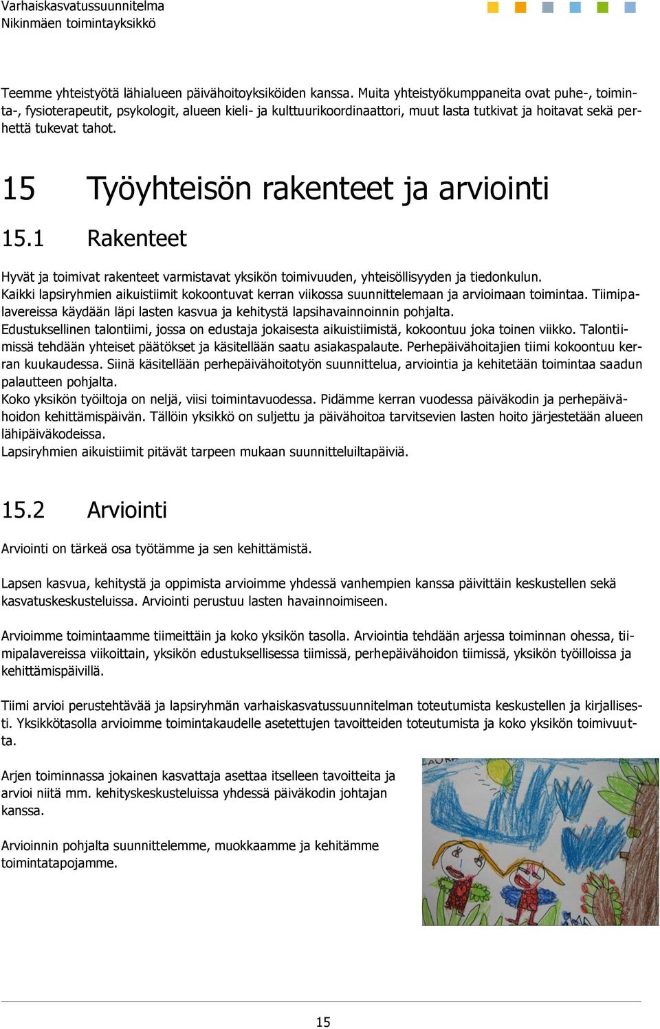 15 Työyhteisön rakenteet ja arviointi 15.1 Rakenteet Hyvät ja toimivat rakenteet varmistavat yksikön toimivuuden, yhteisöllisyyden ja tiedonkulun.