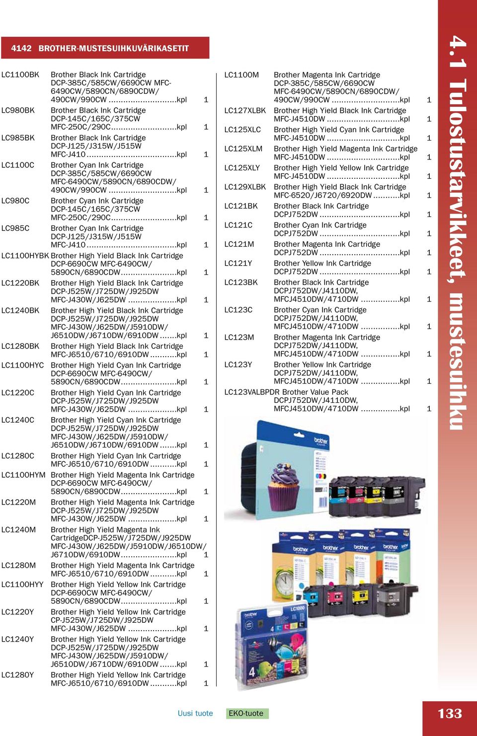 ..kpl 1 LC1100C Brother Cyan Ink Cartridge DCP-385C/585CW/6690CW MFC-6490CW/5890CN/6890CDW/ 490CW/990CW...kpl 1 LC980C Brother Cyan Ink Cartridge DCP-145C/165C/375CW MFC-250C/290C.