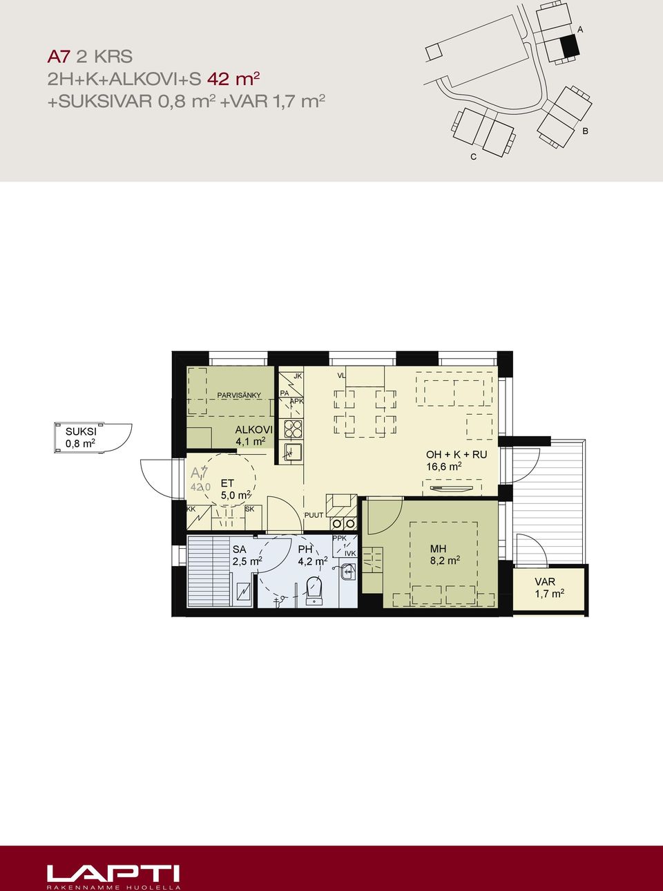 m 2 + VR + VR PRVISÄNKY P PK 7 42,0 LKOVI 4,1 m 2