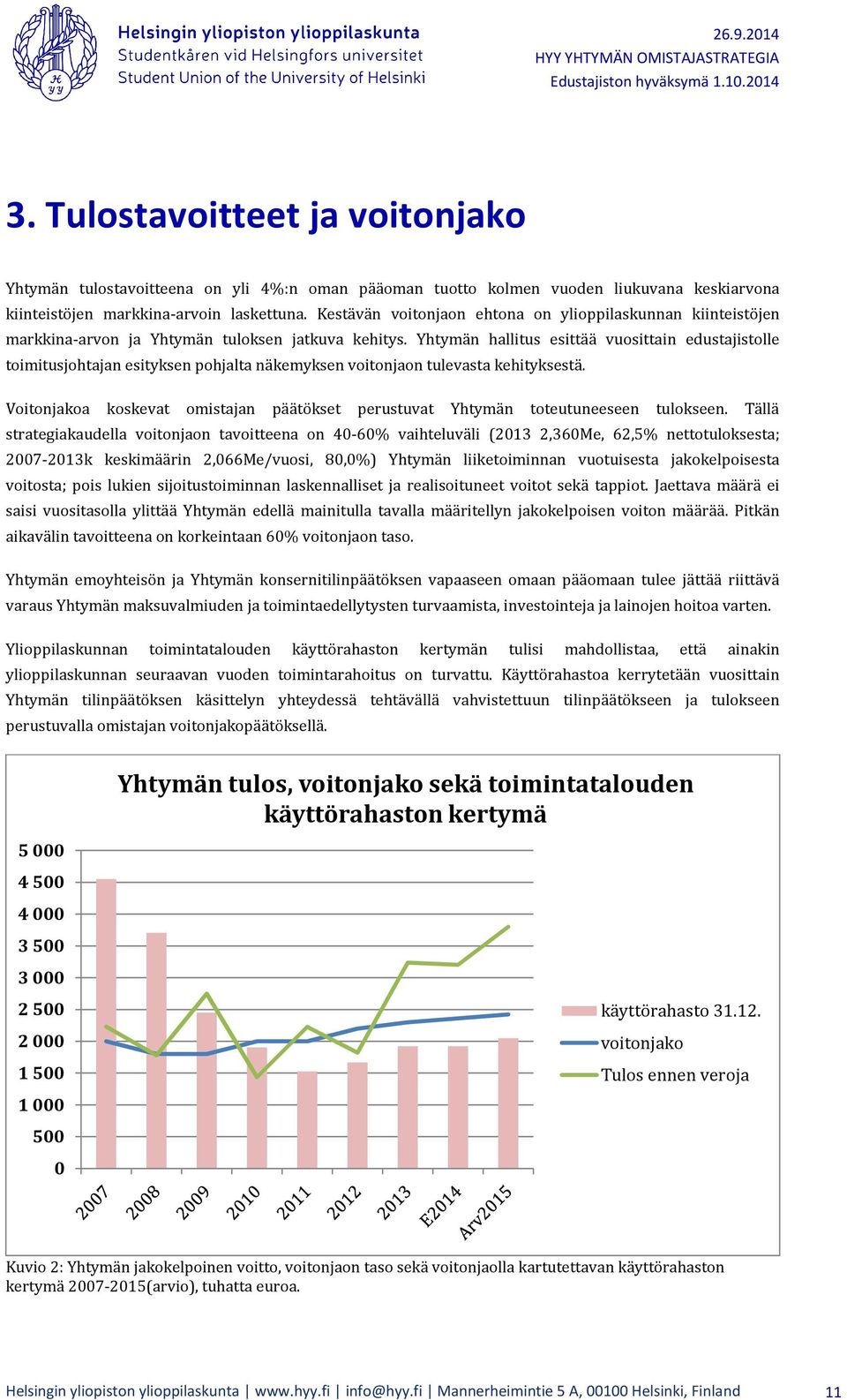 Yhtymän hallitus esittää vuosittain edustajistolle toimitusjohtajan esityksen pohjalta näkemyksen voitonjaon tulevasta kehityksestä.