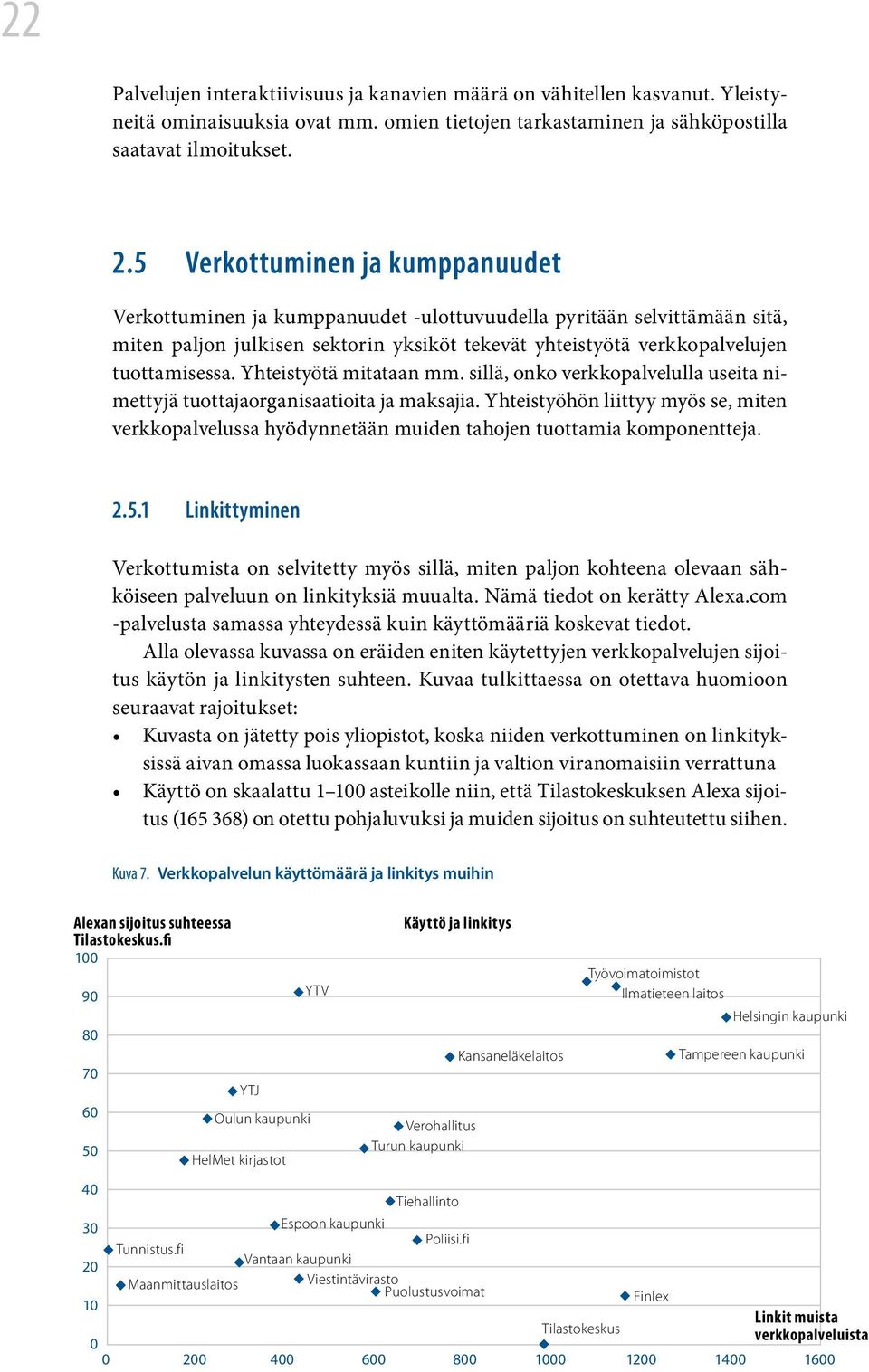 Yhteistyötä mitataan mm. sillä, onko verkkopalvelulla useita nimettyjä tuottajaorganisaatioita ja maksajia.